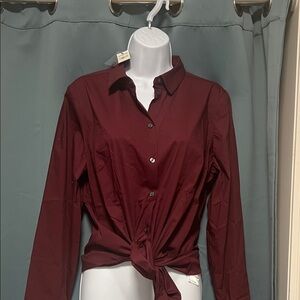 Express Dark Red Button-Down Shirt